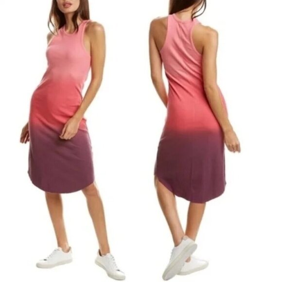 New Young Fabulous & Broke Pink/Purple Ombré Ribbed Midi Tank Dress NWT Large - Picture 1 of 8